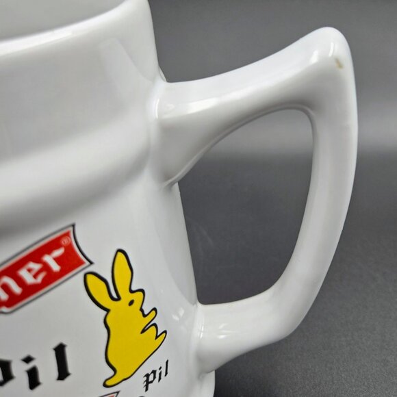 Pilsner Beer Stein Bunny White Collector Mug Yellow Rabbit Ceramic Flag Read - Picture 5 of 11